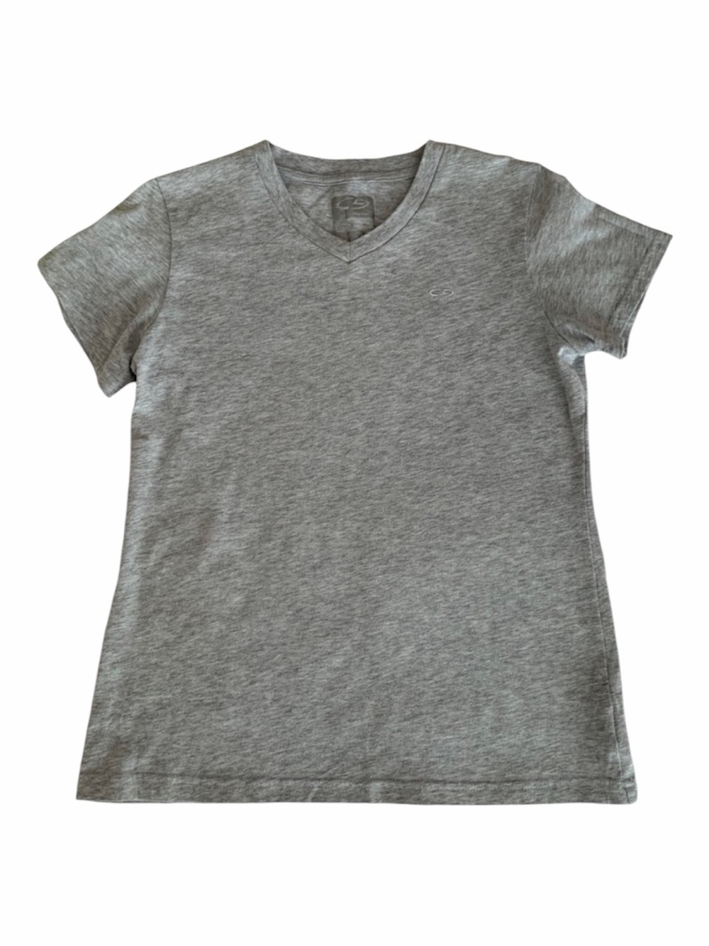 C9 by Champion T-Shirt Girls Size L Gray Duo Dry Logo V-Neck Short Sleeves
